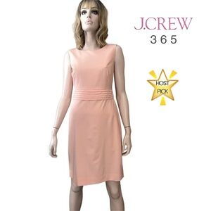 J. CREW 365 Dress Refined Wool Blend Pale Pink Sleeveless Sheath Pleated Waist